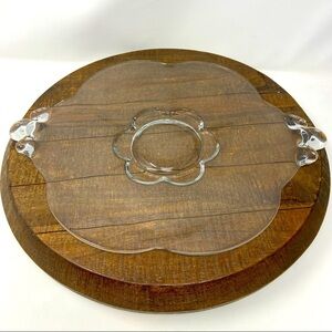 1939-55 Antique DUNCAN & MILLER Canterbury Handled 9-5/8" Clear Crystal Platter